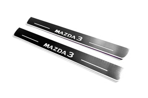 Illuminated LED Door Sill Tread Plates Mazda 3 IV 2019+ With Mazda 3 Logo Mazda Led Door Sills opdesign