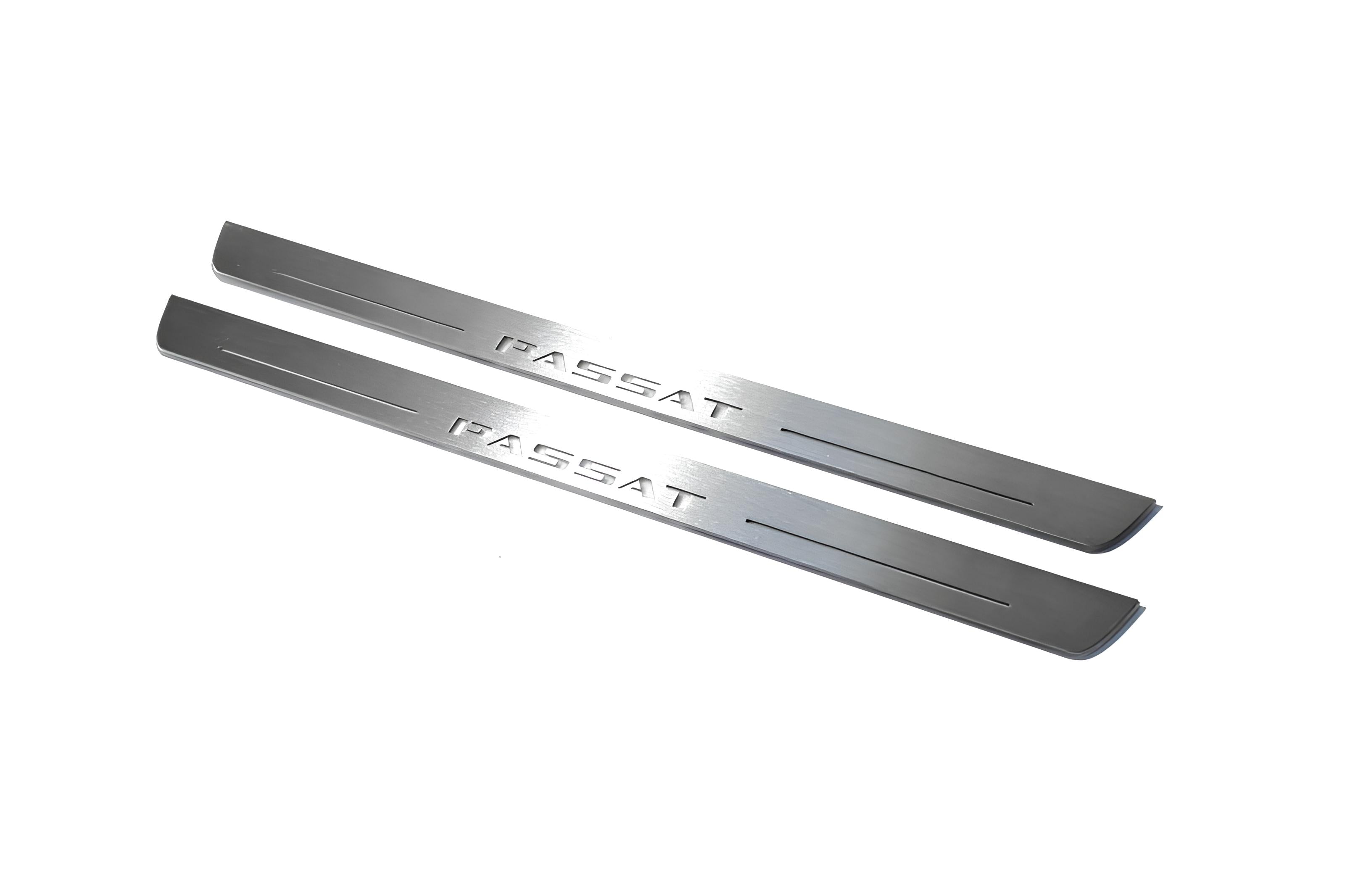 Illuminated LED Door Sill Tread Plates Volkswagen Passat B7 EU 2010-2015 With Passat Logo Volkswagen Led Door Sills opdesign