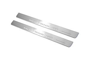 Illuminated LED Door Sill Tread Plates Ford Mustang VI 2015-2023 With Mustang GT Logo Ford Led Door Sills opdesign