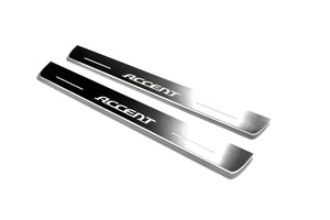 Illuminated LED Door Sill Tread Plates Hyundai Accent 2006-2011 With Accent Logo Hyundai Led Door Sills opdesign