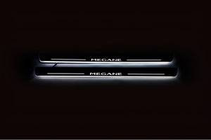 Illuminated LED Door Sill Tread Plates Renault Megane III 2009-2015 With Megane Logo Renault Led Door Sills opdesign