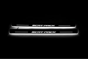Illuminated LED Door Sill Tread Plates Dodge Charger 2011-2023 With Scat Pack Logo Dodge Led Door Sills opdesign