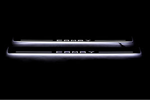 Illuminated LED Door Sill Tread Plates Toyota Camry V70 2018-2024 With Camry Logo Toyota Led Door Sills opdesign