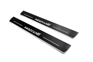 Illuminated LED Door Sill Tread Plates Mazda 6 III 2012-2024 With Mazda 6 Logo Mazda Led Door Sills opdesign