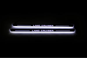 Illuminated LED Door Sill Tread Plates Toyota LC 200 2007-2021 With Land Cruiser Logo (type 1) Toyota Led Door Sills opdesign