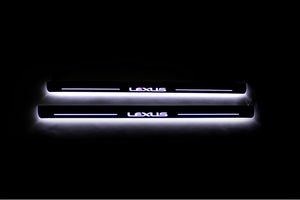 Illuminated LED Door Sill Tread Plates Lexus IS III 2013-2020 With Lexus Logo Lexus Led Door Sills opdesign