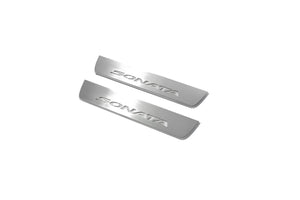 Illuminated LED Door Sill Tread Plates Hyundai Sonata VII (LF) 2014-2019 With Sonata Logo Hyundai Led Door Sills opdesign
