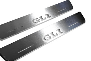 Illuminated LED Door Sill Tread Plates Volkswagen Jetta VI 2010-2018 With GLI Logo Volkswagen Led Door Sills opdesign