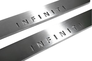 Illuminated LED Door Sill Tread Plates Infiniti QX60 I 2013-2021 With Infiniti Logo Infiniti Led Door Sills opdesign