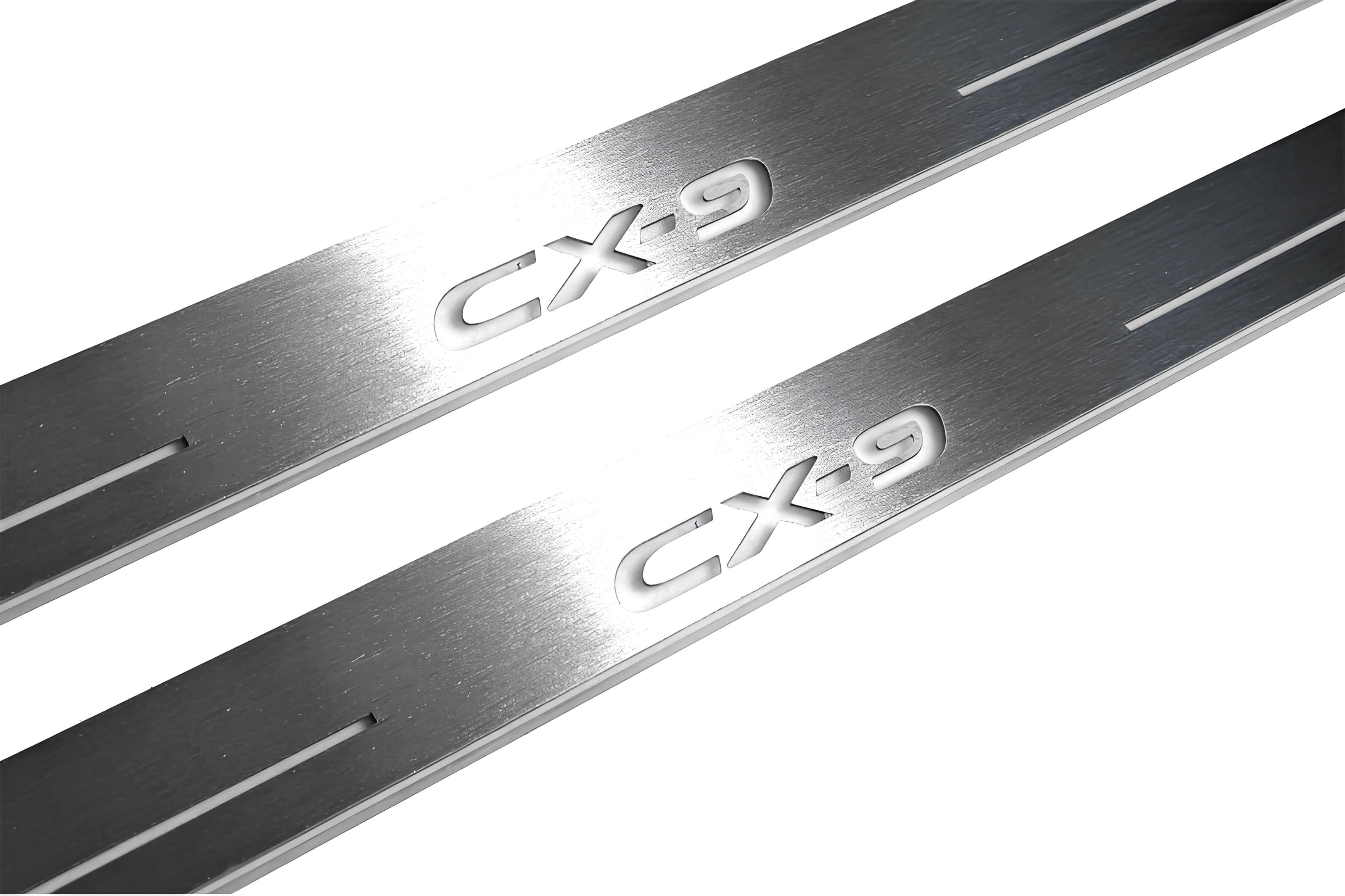 Illuminated LED Door Sill Tread Plates Mazda II 2016+ With CX-9 Logo Mazda Led Door Sills opdesign