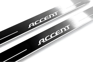 Illuminated LED Door Sill Tread Plates Hyundai Accent 2006-2011 With Accent Logo Hyundai Led Door Sills opdesign