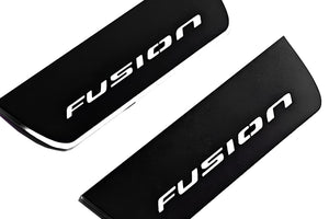 Illuminated LED Door Sill Tread Plates Ford Fusion II 2012-2020 With Fusion Logo Ford Led Door Sills opdesign
