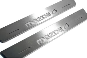 Illuminated LED Door Sill Tread Plates Mazda 6 II 2008-2012 With Mazda 6 Logo Mazda Led Door Sills opdesign