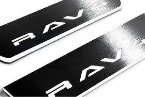 Illuminated LED Door Sill Tread Plates Toyota Rav4 VI 2025+ With Rav4 Logo Toyota Led Door Sills decoinfabric