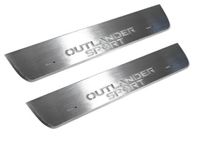 Illuminated LED Door Sill Tread Plates Mitsubishi Outlander Sport 2010+ With Outlander Sport Logo Mitsubishi Led Door Sills opdesign