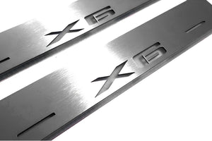 Illuminated LED Door Sill Tread Plates BMW X6 F16 2015-2019 With X6 Logo BMW Led Door Sills opdesign