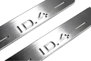 Illuminated LED Door Sill Tread Plates Volkswagen ID.4 2020+ With ID.4 Logo Volkswagen Led Door Sills opdesign
