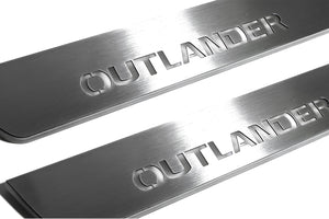 Illuminated LED Door Sill Tread Plates Mitsubishi Outlander III 2012-2021 With Outlander Logo Mitsubishi Led Door Sills opdesign