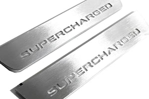 Illuminated LED Door Sill Tread Plates Range Rover III 2002-2012 With Supercharged Logo Range Rover Led Door Sills opdesign