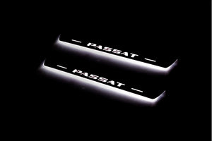 Illuminated LED Door Sill Tread Plates Volkswagen Passat B7 USA 2011-2019 With Passat Logo (type 1) Volkswagen Led Door Sills opdesign