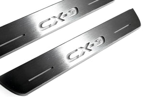 Illuminated LED Door Sill Tread Plates Mazda II 2016+ With CX-9 Logo Mazda Led Door Sills opdesign