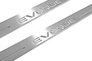 Illuminated LED Door Sill Tread Plates Range Rover Evoque I With Evoque Logo Range Rover Led Door Sills opdesign