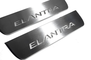Illuminated LED Door Sill Tread Plates Hyundai Elantra V (MD) 2011-2016 With Elantra Logo Hyundai Led Door Sills opdesign