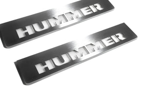 Illuminated LED Door Sill Tread Plates Hummer H2 2002-2009 With Hummer Logo Hummer Led Door Sills opdesign