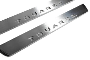 Illuminated LED Door Sill Tread Plates Volkswagen Touareg III 2018+ With Touareg Logo Volkswagen Led Door Sills opdesign