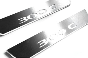 Illuminated LED Door Sill Tread Plates Chrysler 300C I 2005-2010 With 300C Logo Chrysler Led Door Sills opdesign