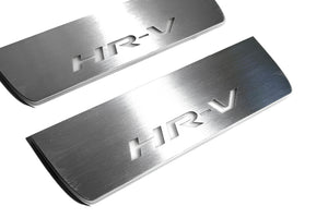 Illuminated LED Door Sill Tread Plates Honda HR-V II 2013-2022 With HR-V Logo Honda Led Door Sills opdesign