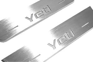 Illuminated LED Door Sill Tread Plates Skoda Yeti 2009-2017 With Yeti Logo Skoda Led Door Sills opdesign