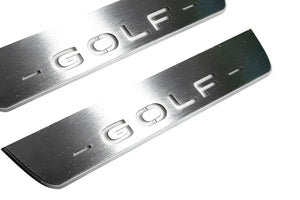 Illuminated LED Door Sill Tread Plates Volkswagen Golf VIII 2020+ With Golf Logo Volkswagen Led Door Sills opdesign