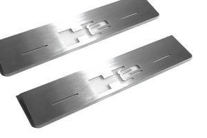 Illuminated LED Door Sill Tread Plates Hummer H2 2002-2009 With H2 Logo Hummer Led Door Sills opdesign