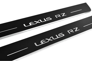 Illuminated LED Door Sill Tread Plates Lexus RZ 2022+ With Lexus RZ Logo Lexus Led Door Sills decoinfabric