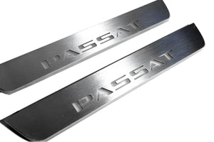 Illuminated LED Door Sill Tread Plates Volkswagen Passat B7 EU 2010-2015 With Passat Logo Volkswagen Led Door Sills opdesign