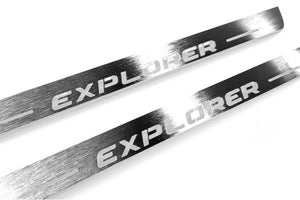 Illuminated LED Door Sill Tread Plates Ford Explorer V 2011-2019 With Explorer Logo Ford Led Door Sills opdesign