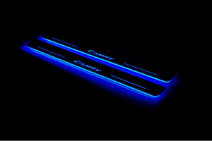 Illuminated LED Door Sill Tread Plates Toyota Camry V50 2012-2018 With Camry Logo Toyota Led Door Sills opdesign