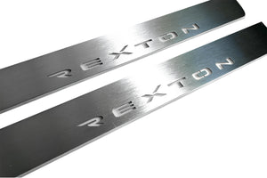 Illuminated LED Door Sill Tread Plates SsangYong Rexton II 2006-2012 With Rexton Logo SsangYong Led Door Sills opdesign
