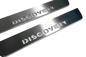 Illuminated LED Door Sill Tread Plates Land Rover Discovery IV 2009-2016 With Discovery Logo Land Rover Led Door Sills opdesign