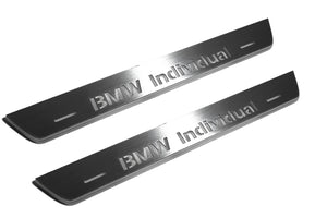 Illuminated LED Door Sill Tread Plates BMW X5 E53 1999-2006 With BMW Individual Logo BMW Led Door Sills opdesign