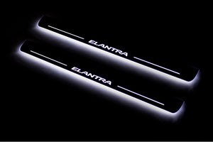 Illuminated LED Door Sill Tread Plates Hyundai Elantra V (MD) 2011-2016 With Elantra Logo Hyundai Led Door Sills opdesign