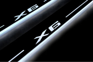 Illuminated LED Door Sill Tread Plates BMW X6 F16 2015-2019 With X6 Logo BMW Led Door Sills opdesign