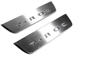 Illuminated LED Door Sill Tread Plates Volkswagen T-Roc 2017+ With T-Roc Logo Volkswagen Led Door Sills opdesign