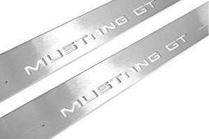 Illuminated LED Door Sill Tread Plates Ford Mustang VI 2015-2023 With Mustang GT Logo Ford Led Door Sills opdesign