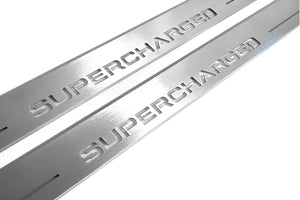 Illuminated LED Door Sill Tread Plates Range Rover III 2002-2012 With Supercharged Logo Range Rover Led Door Sills opdesign