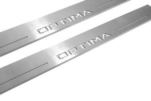 Illuminated LED Door Sill Tread Plates KIA Optima IV 2015-2019 With Optima Logo KIA Led Door Sills opdesign