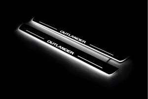 Illuminated LED Door Sill Tread Plates Mitsubishi Outlander II 2007-2012 With Outlander Logo Mitsubishi Led Door Sills opdesign
