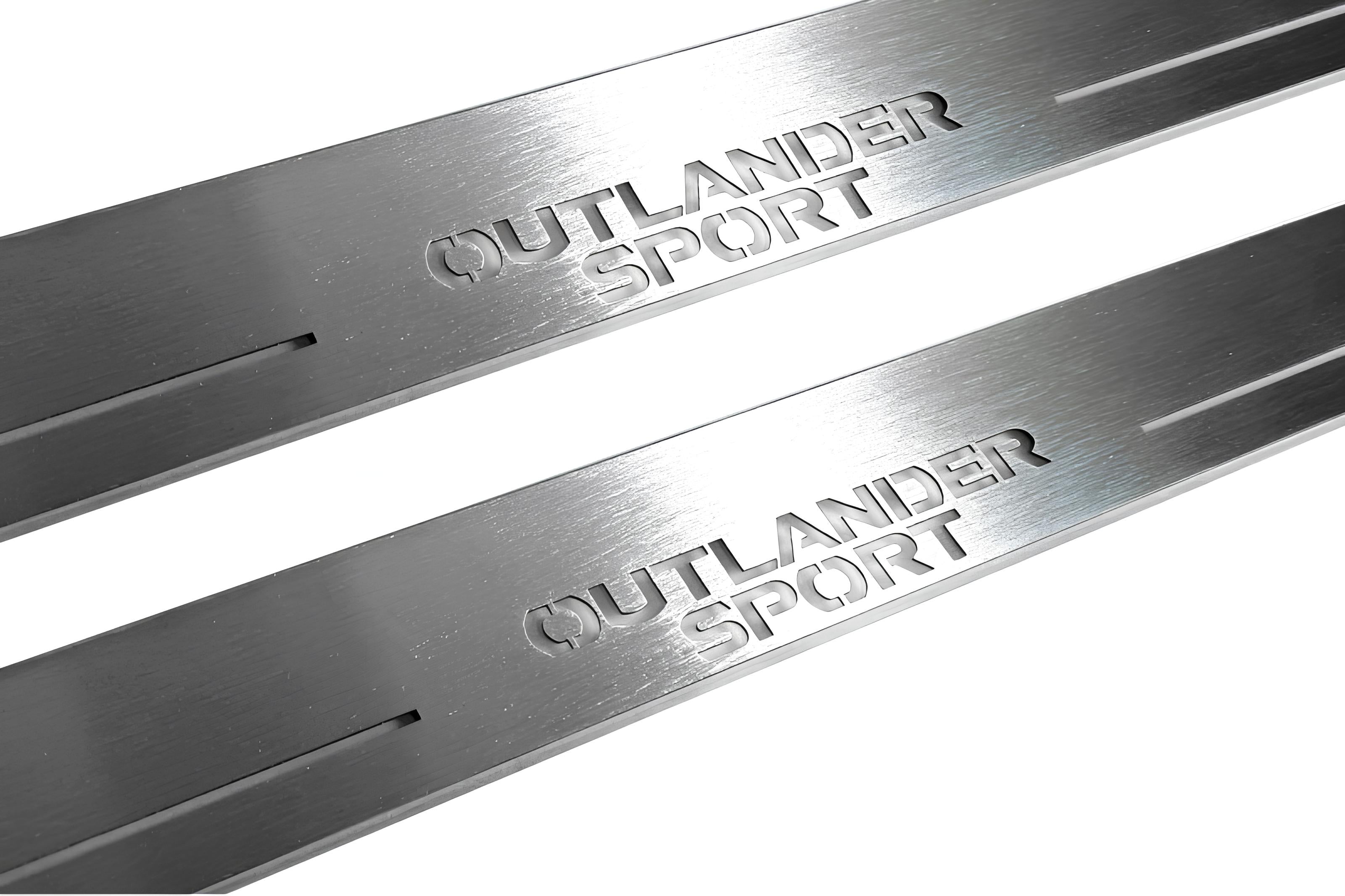 Illuminated LED Door Sill Tread Plates Mitsubishi Outlander Sport 2010+ With Outlander Sport Logo Mitsubishi Led Door Sills opdesign