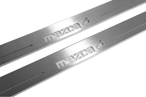 Illuminated LED Door Sill Tread Plates Mazda 6 II 2008-2012 With Mazda 6 Logo Mazda Led Door Sills opdesign